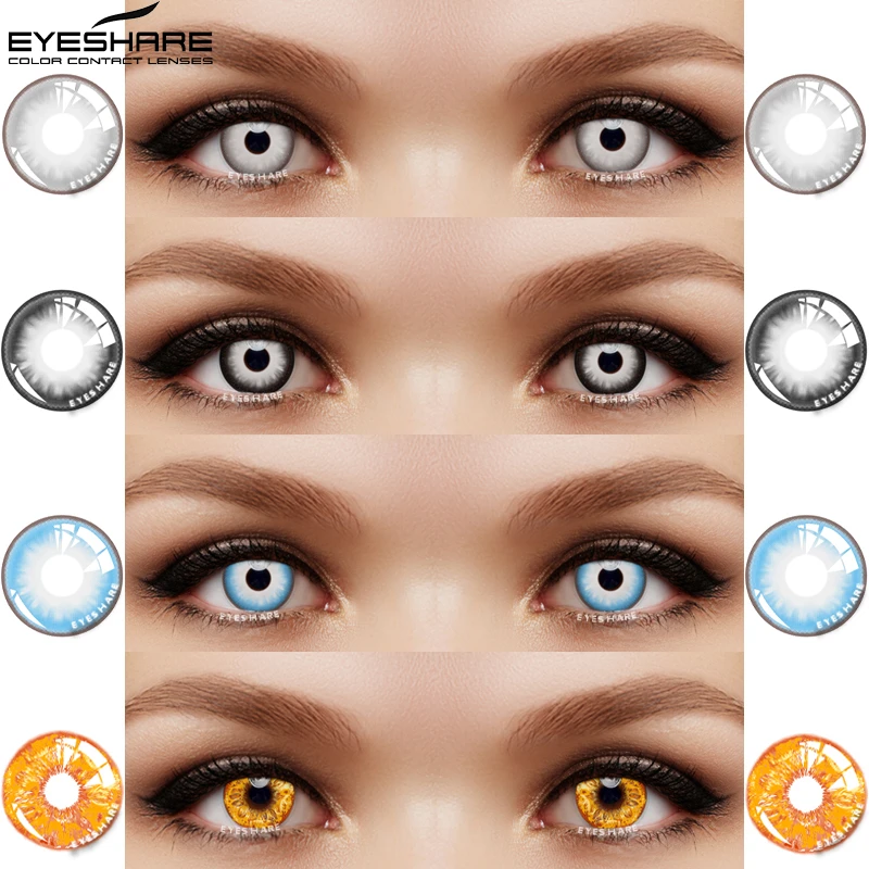 

1 пара цветных контактных линз EYESHARE для косплея на Хэллоуин, линзы для глаз синего, черного цветов, линзы ed аниме, ежегодные контакты для макияжа