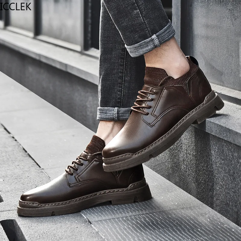

Casual Business Leather Shoes Spring New Men's Leather Shoes Fashion Trend Casual Shoes Soft Sole British Formal Men's Shoes