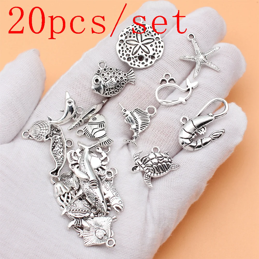 

Vintage Sea Animals Dolphin Charms Accessories For Jewelry Materials 20pcs/set