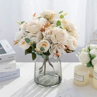 simulation hydrangea peony artificial silk flowers bouquet for wedding party garden outdoor decoration fake floral plants crafts