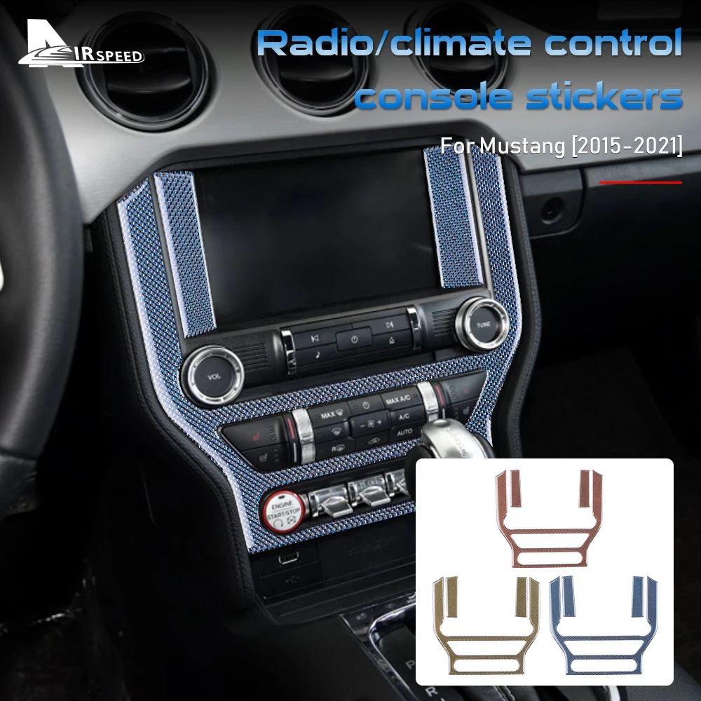 

AIRSPEED для Ford Mustang 2015 2016 2017 2018 2019 2020 2021, автомобильная центральная консоль из углеродного волокна, наклейка на Панель AC CD для внутренней отделки
