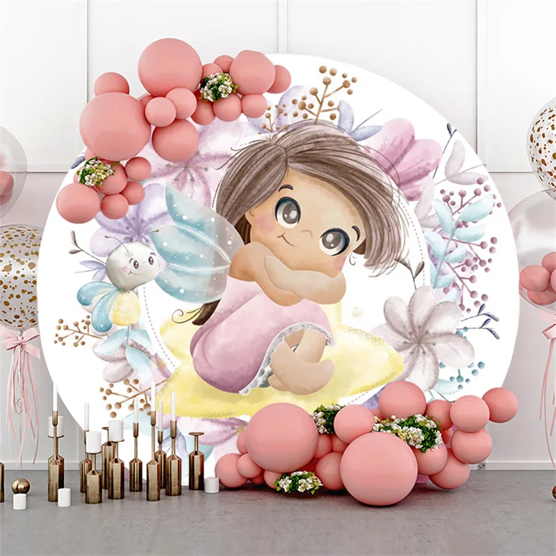 

Круглый мультяшный детский фон на заказ украшение вечерние НКИ детский день рождения фотозон фон для вечеринки в честь рождения ребенка