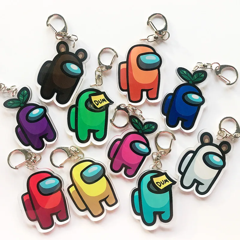 

Games Among Us Keychain Man Cartoon Robot Woman Key Chain for Car Keys Acrylic Metal Colourful Accessories Toys AmongUs Brelok