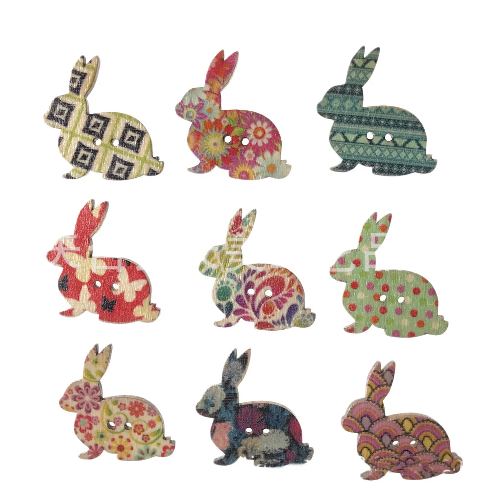 

50PCS 30MM Mixed Rabbit Wood Buttons Crafts Home Decor Sewing Scrapbooking Clothing Card Making DIY Buttons for Crafts