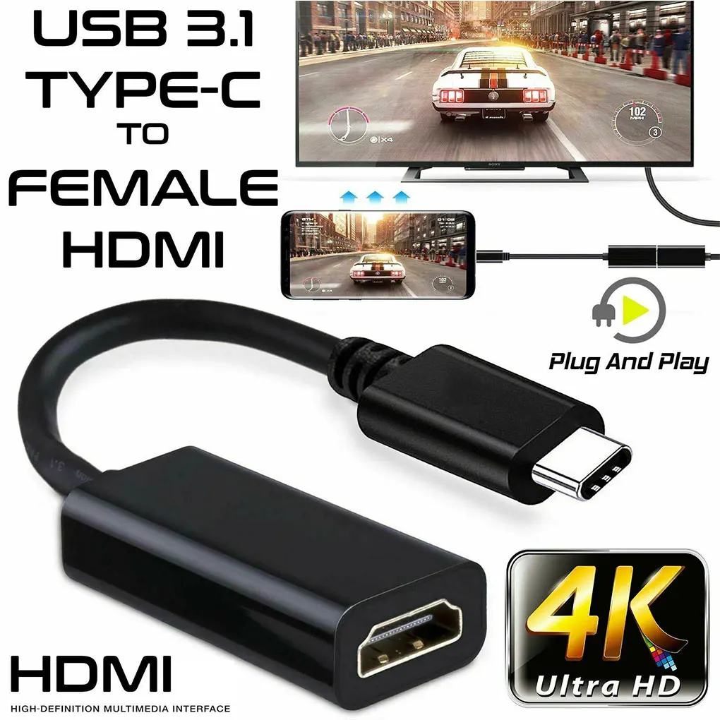 

Переходник с Type-c на HD, внешний адаптер с разрешением 4 к, конвертер видеосигнала