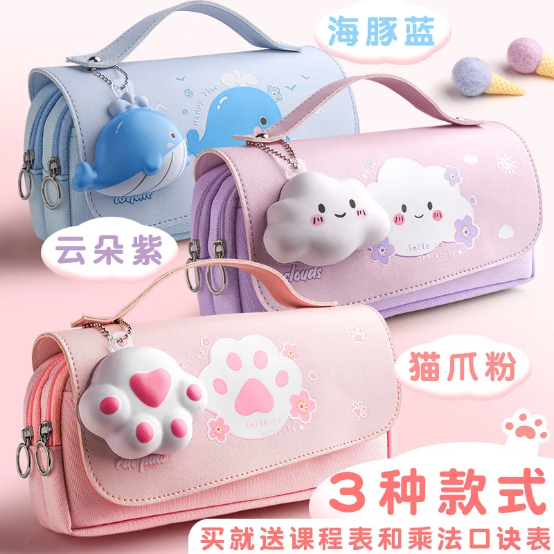 

Чехол для карандашей Kawaii, вместительная сумка для карандашей, милые школьные принадлежности для девочек, корейские канцелярские принадлежности