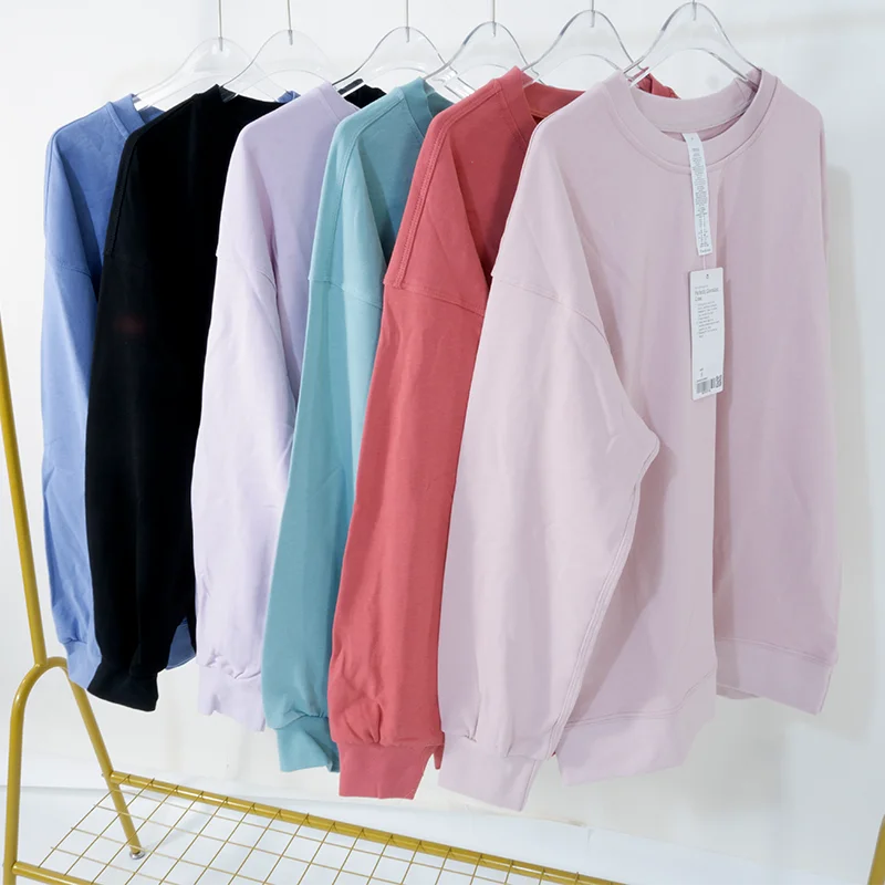 

Lulu Yoga Garment Autumn Women's Leisure Jogging Loose Sweater Sports Crew Neck Long Sleeve Jacket Women's Jacket Running Jacket