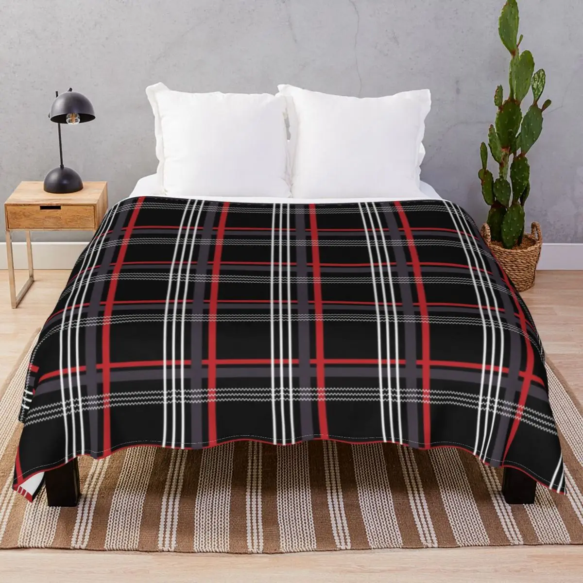 GTi Tartan Blankets Velvet Spring/Autumn Comfortable Throw Blanket for Bed Home Couch Camp Cinema