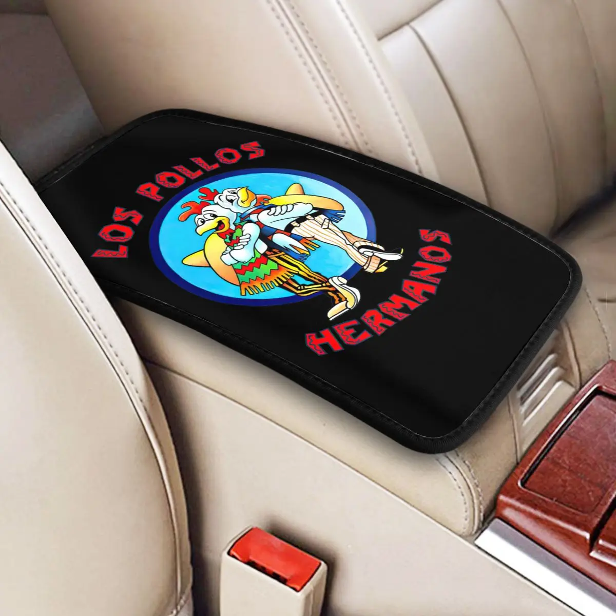 

Breaking Bad Car Armrest Box Pad Waterproof Los Pollos Hermanos Chicken Brothers Center Console Protection Mat Cover