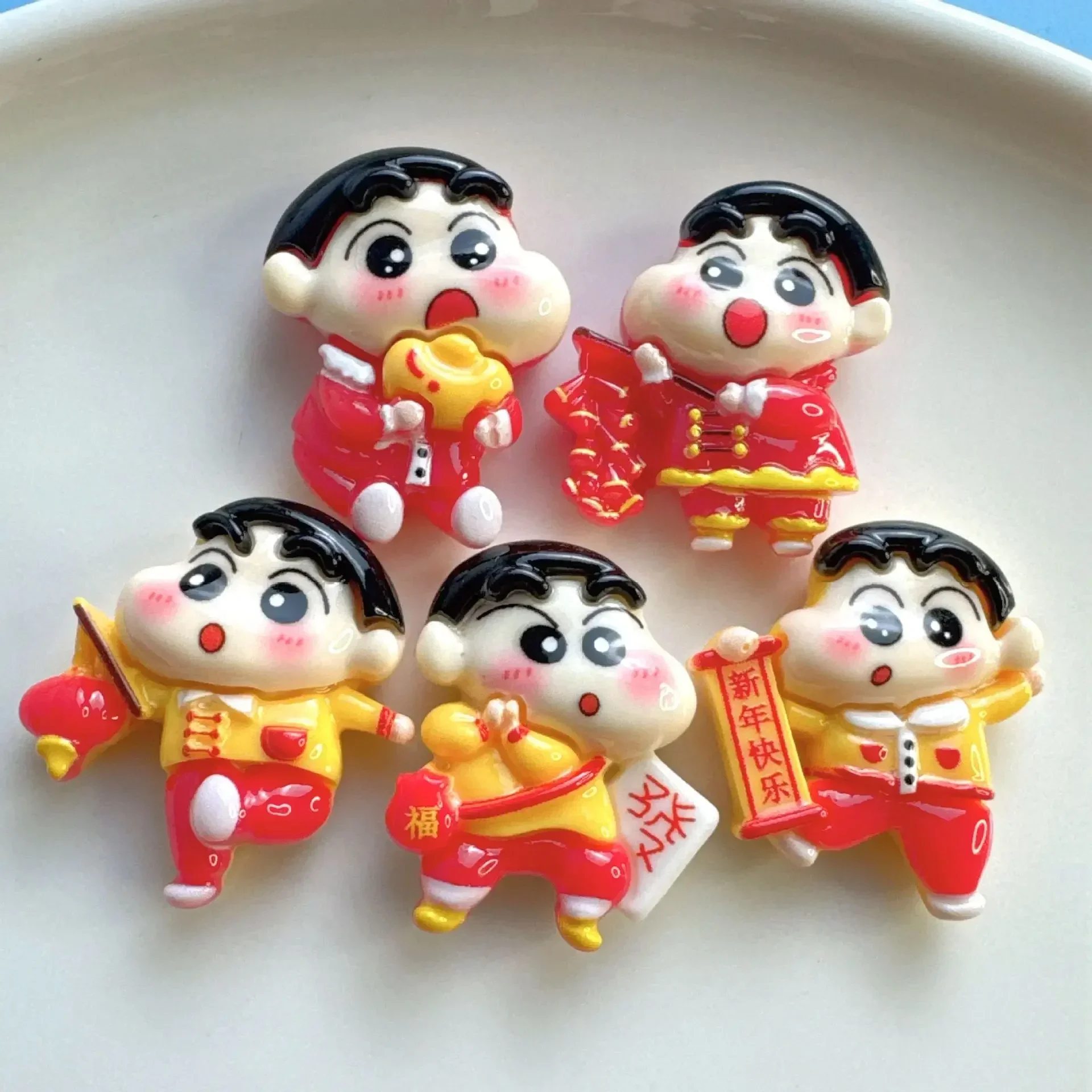 5 шт. милый красный мелок Шин Чан из смолы с плоской задней частью принадлежности