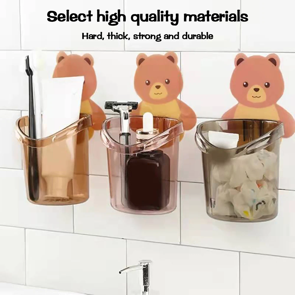

1pcs Bathroom Storage Rack, Cup Free Punching Toothbrush Holder Paste Storage Rack Bathroom Wall-mounted Drainable Storage Rack