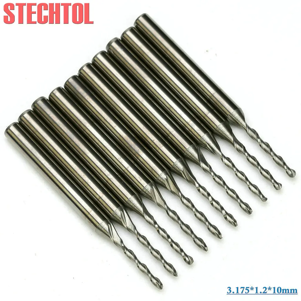 

3.175x1.2x10mm 2 Flute Ball Nose Milling Cutter Spiral Router Bit Carbide CNC Engraving Tools Wood Endmill for 3D Carving 10pcs