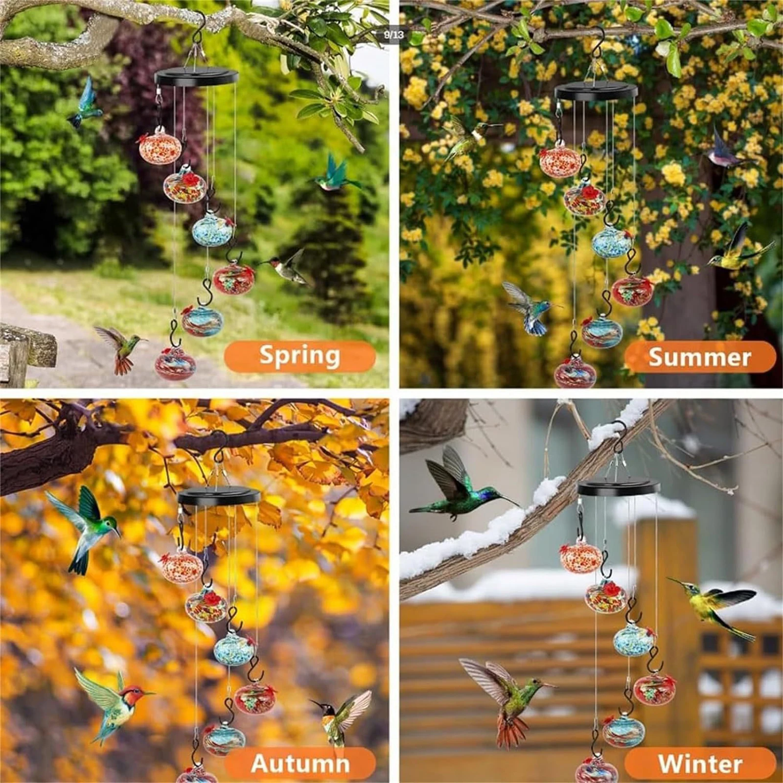 ZK20 Очаровательная кормушка для птиц с колокольчиком ветра уличная подвесная