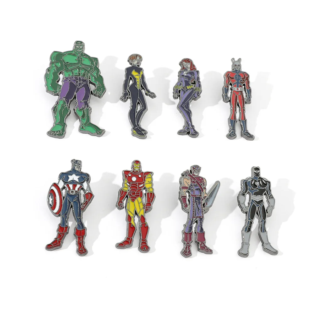 

Disney Marvel Avengers Brooches Anime Enamel Pin Action Figure Black Panther Iron Man Lapel Pin Backpack Ornament Badge Jewelry
