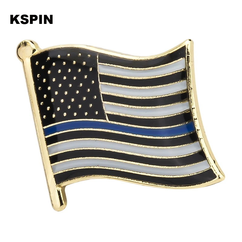 

Thin Blue Line Flag Badge Pins Badge Brooch Badges on Backpack Pin Brooch