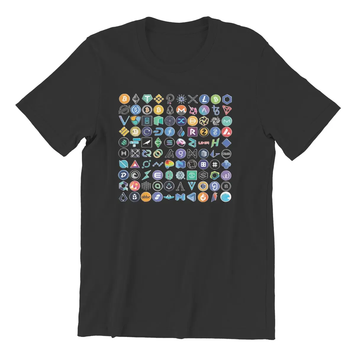 

Men Crypto Logos 3D on Black T Shirt Ethereum Chainlink Defi Token Cotton Tops Leisure Short Sleeve Tee Shirt Unique T-Shirts