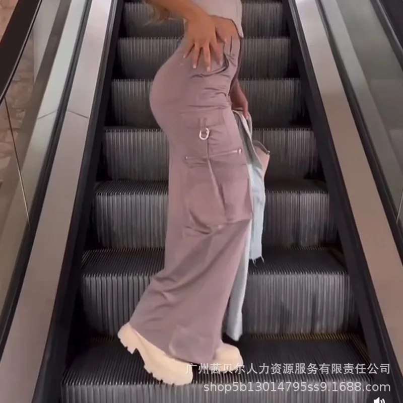 

Брюки Женские однотонные на молнии, с карманами и широкими штанинами