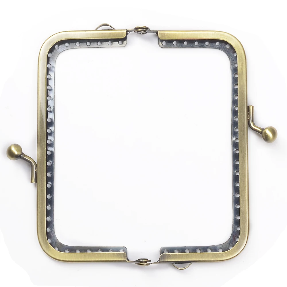 10.5cm Metal Purse Frame Wallet Handle Square For Clutch Handbag Accessories Making Kiss Lock Bronze Bag Hardware 10 Ppcs