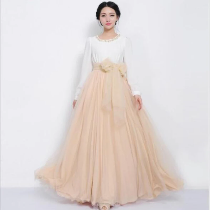 Сетчатая юбка-макси для женщин Длинные Пышные фатиновые юбки свадебной