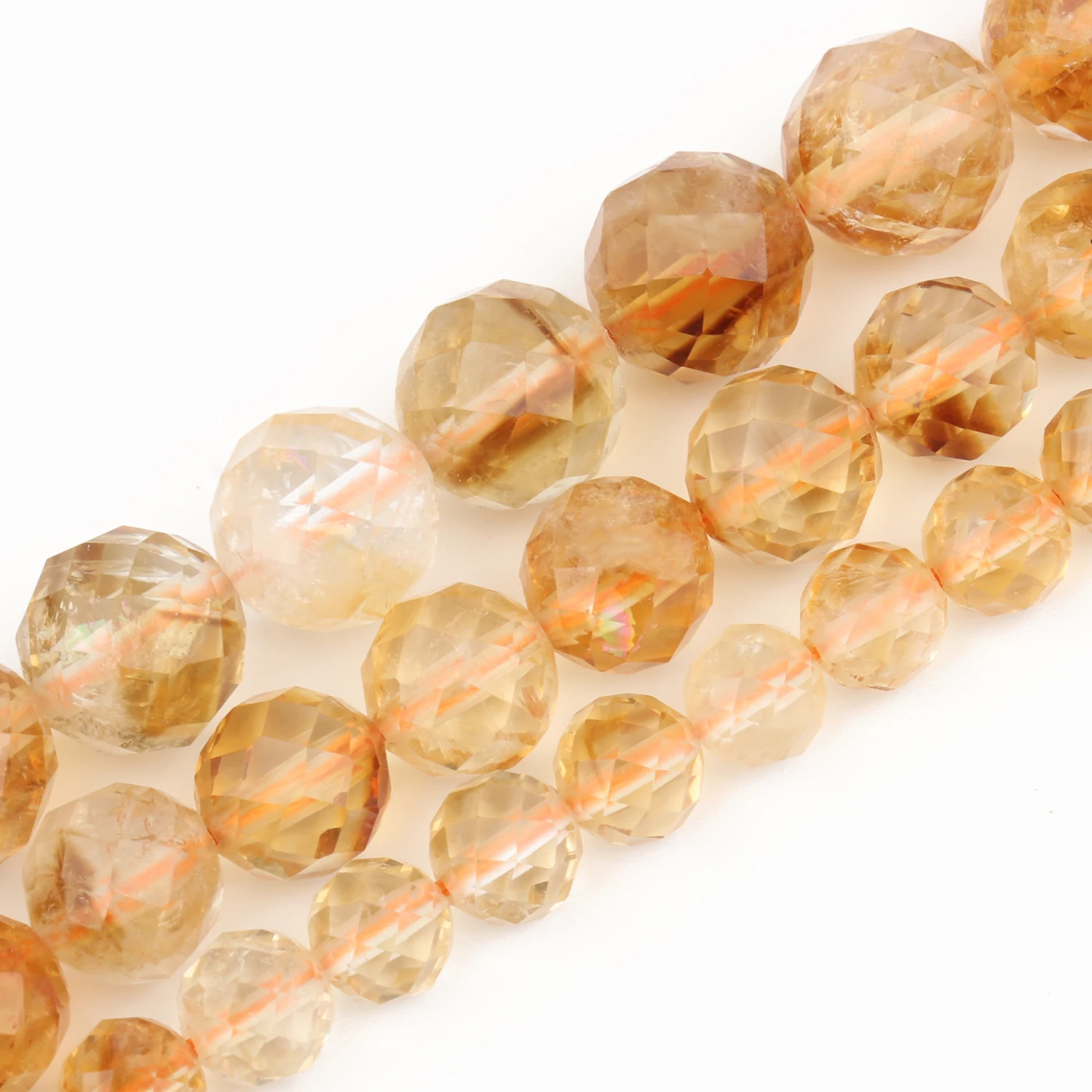 Оптовая Продажа AAA натуральный желтый цитрин граненые поделки круглые свободные