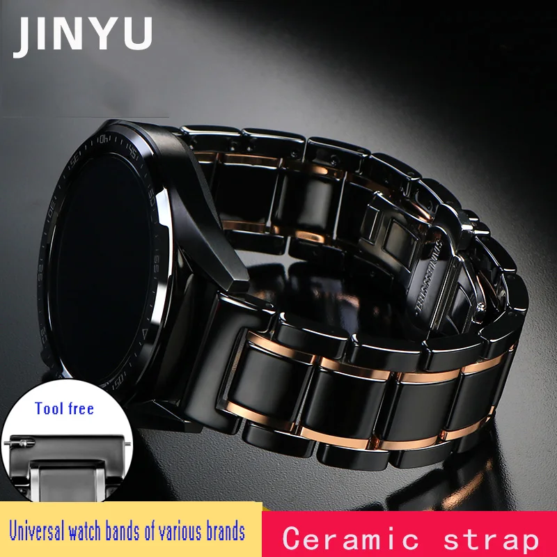 

Ceramic Watchband 14mm 15 16 17 18mm 20mm 22mm watch strap For Huawei Ticwatch Watches women man fashion wristwatches band