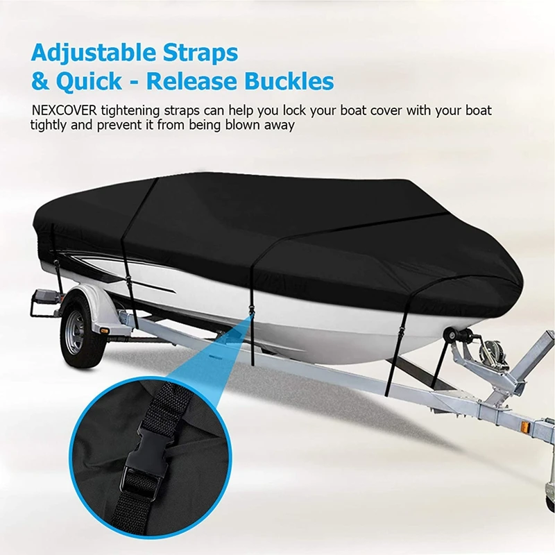 

210D Oxford Cloth Boat Cover Yacht Cover Waterproof And Uv-Proof Suitable For V-Hull, Trimaran, Speedboat Cover