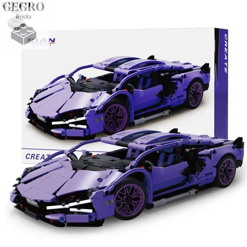 

1280PCS Technical Purple Sian Sports Car Building Blocks Expert Speed Racing Vehicle Assemble Bricks Toys Gifts For Children