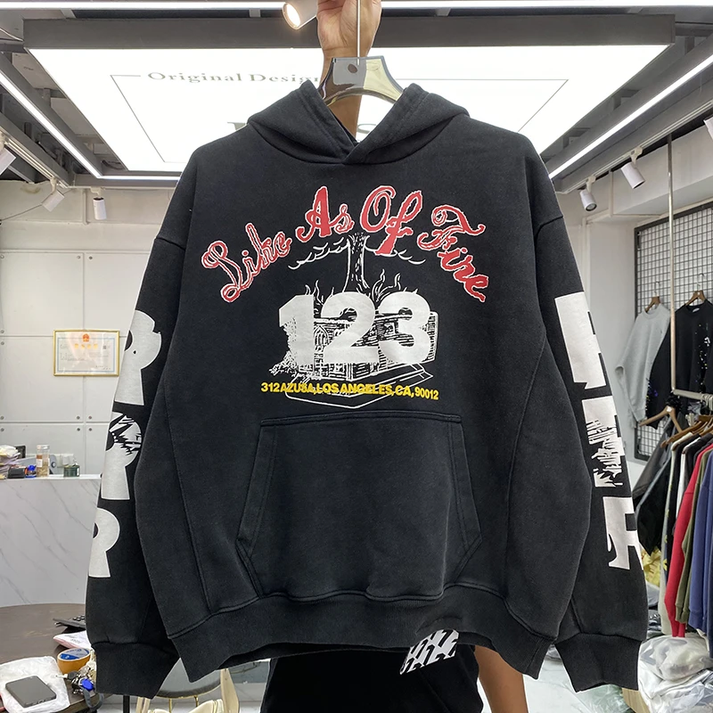 

RRR123 New Limited High Quality Hoodie Men's and Women's Holy Print Premium Heavy Fabric Graffiti Print Casual Fashion Coat