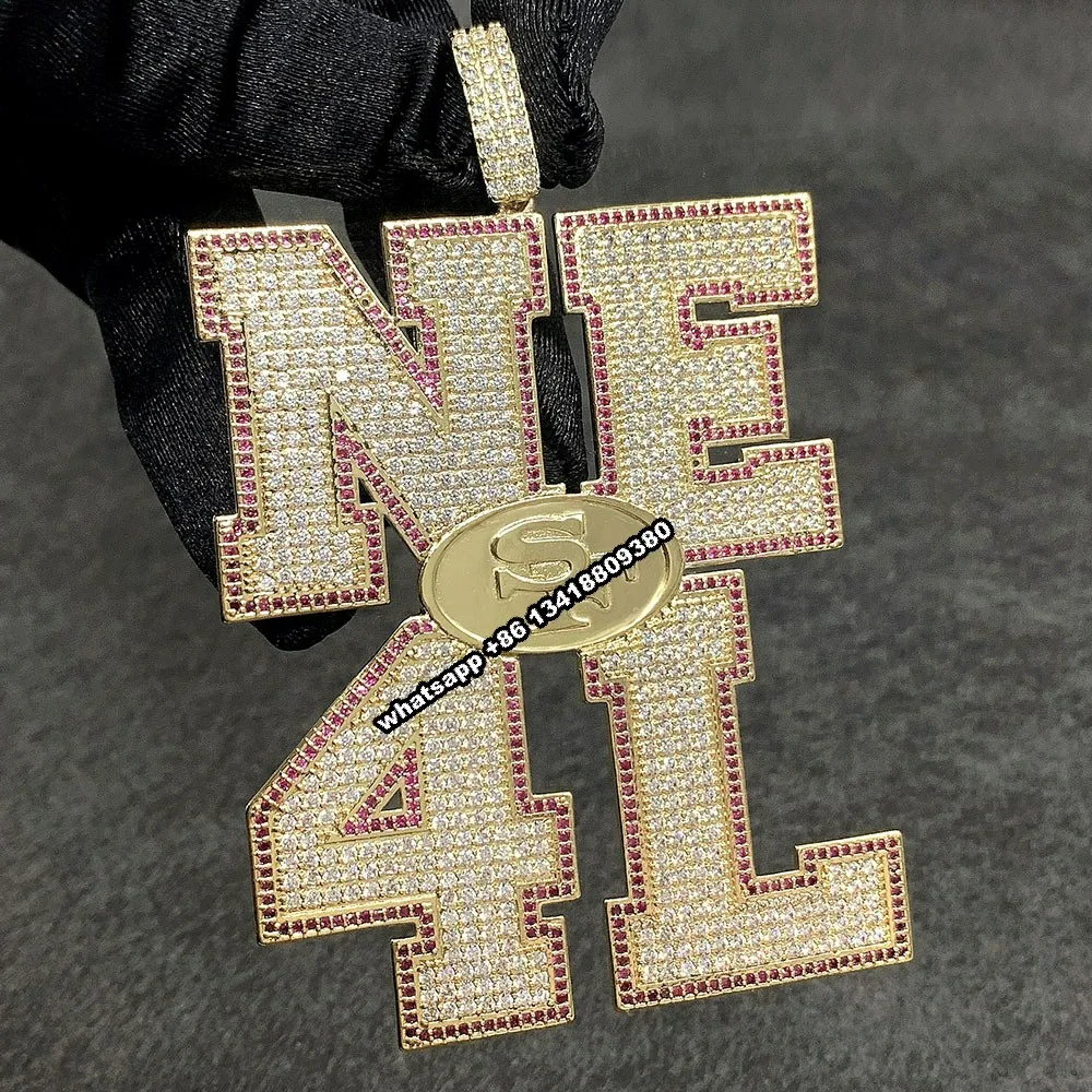 JEWE Custom Made Iced Out Rapper Jewelry Personal Lock VVS Moissanite Diamond Fashion Letter Pendant Necklace Cuban Link Chain