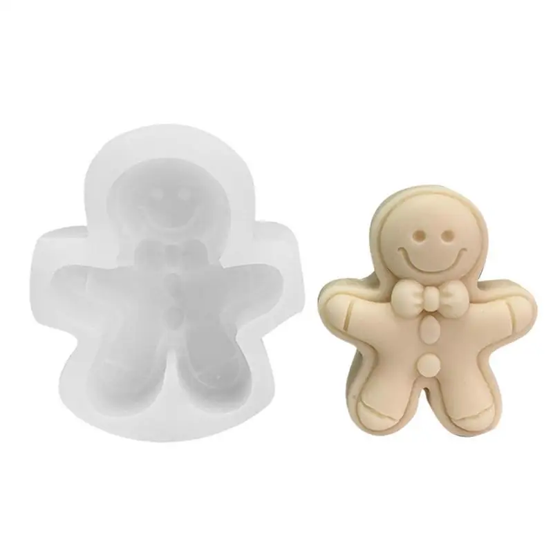 

Christmas Gingerbread Man Candle Mold Cookie Chocolate Baking Cake Mould DIY Christmas Atmosphere Scented Candle Silicone Mold