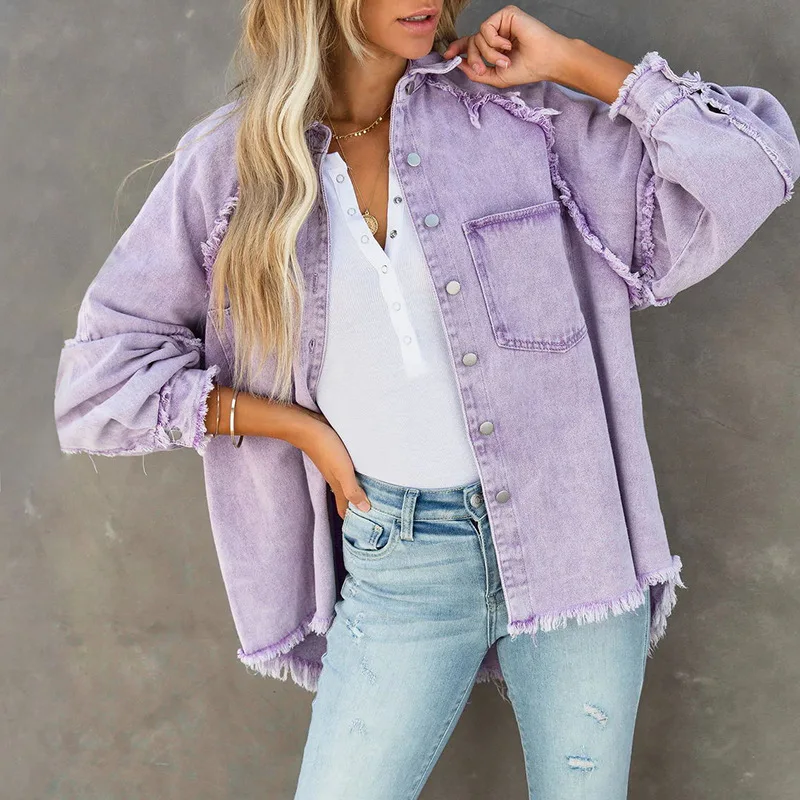 2024 весенне-осенняя джинсовая куртка с длинными рукавами джинсы женское