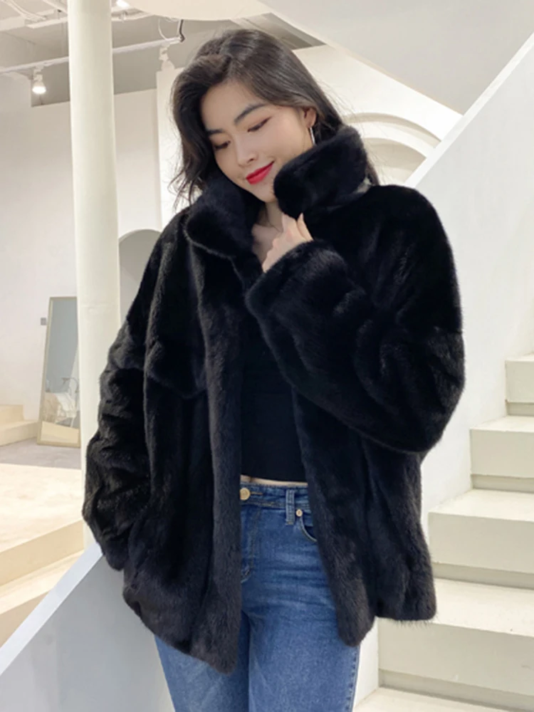 TOPFUR Genuine Mink Fur Jacket Women Winer Luxury Warm Outertwear Short Whole Leather Temperament Real Mink Fur Coat Female