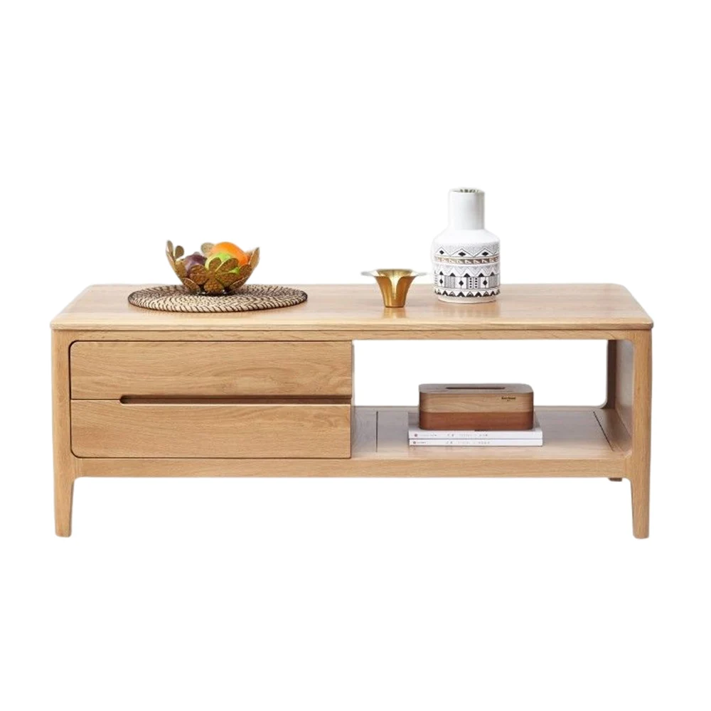 

Solid Wood Coffee Table Living Room Furniture Table Oak Small Apartment Adult Applicable Belt Storage Drawer