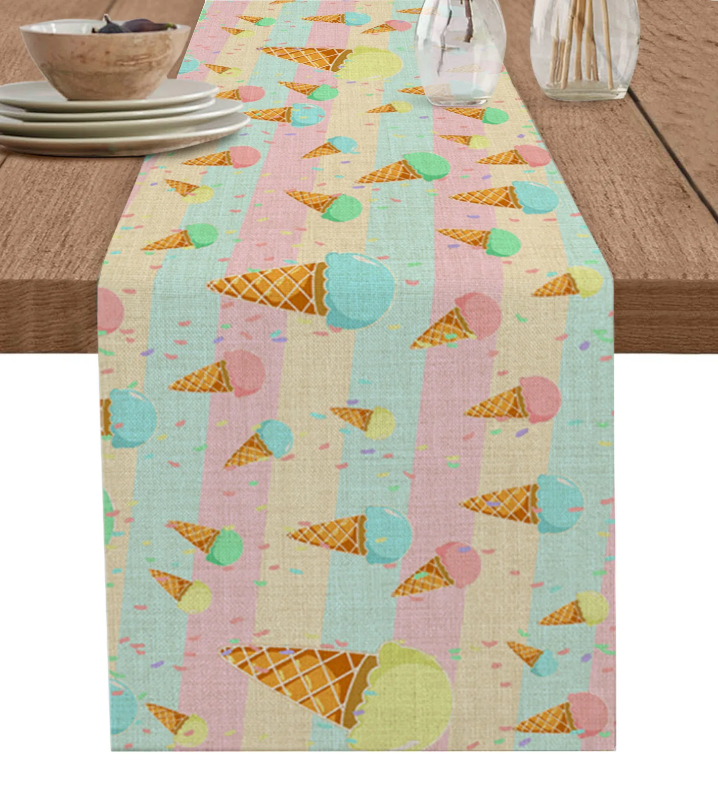 

Ice Cream Summer Ice Cream Stripes Wedding Table Decoration Coffee Table Decor Dinner Table Decoration Table Runner Luxury
