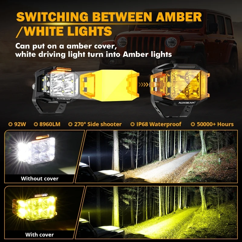 Auxbeam 4-дюймовый/5-дюймовый светодиодный рабочий фонарь с двухсторонними фарами