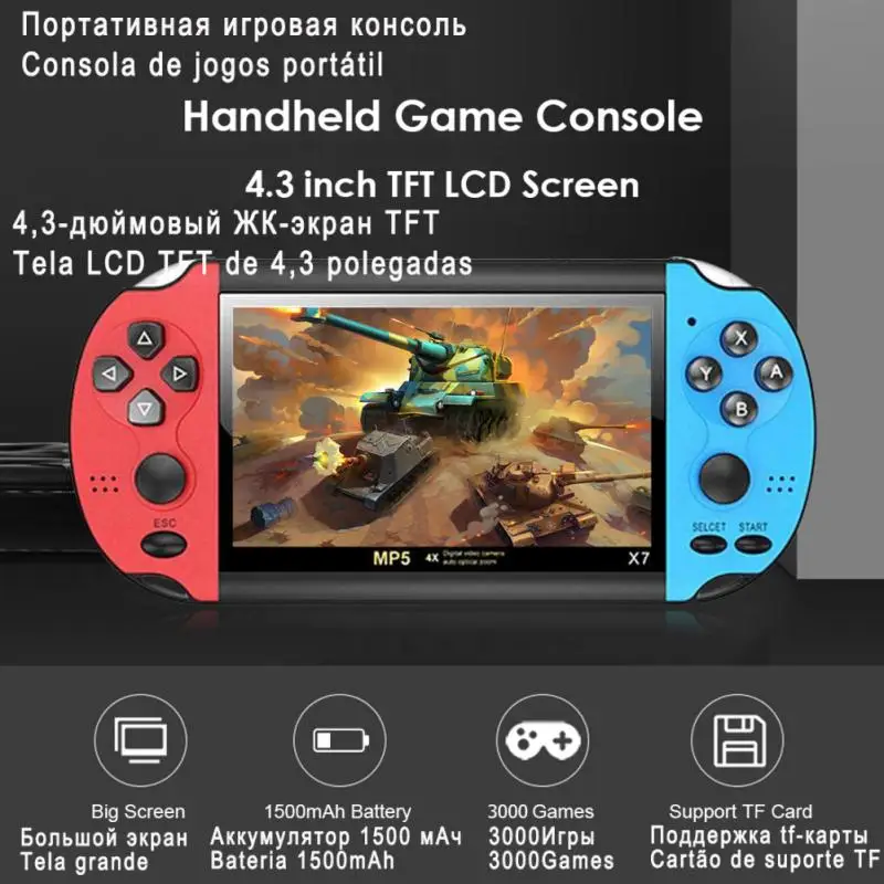 X7 Ретро портативная игровая консоль 4 3 дюймов IPS экран встроенные 10000