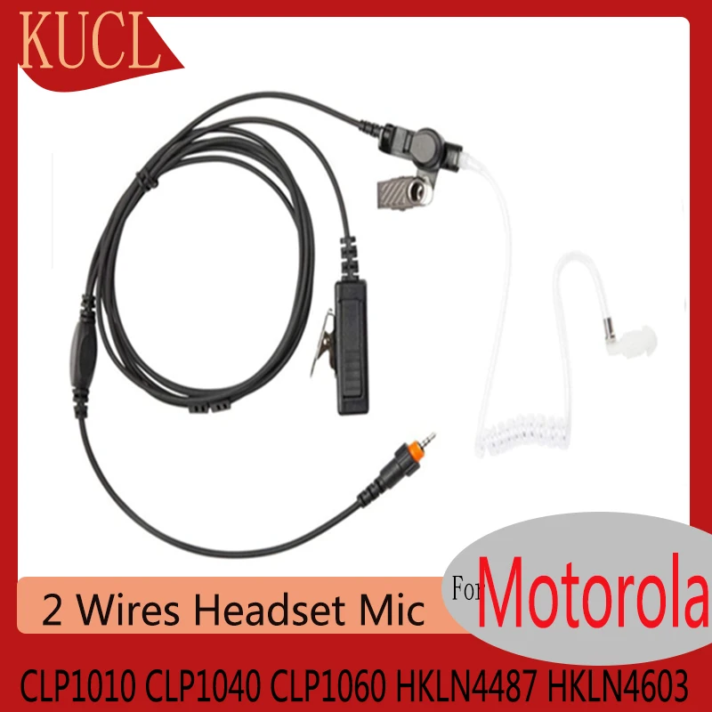 Earpiece for Motorola CLP1010 CLP1040 CLP1060 HKLN4487 HKLN4603 Walkie Talkie 2 Way Radio with Acoustic Tube 2 Wires Headset Mic