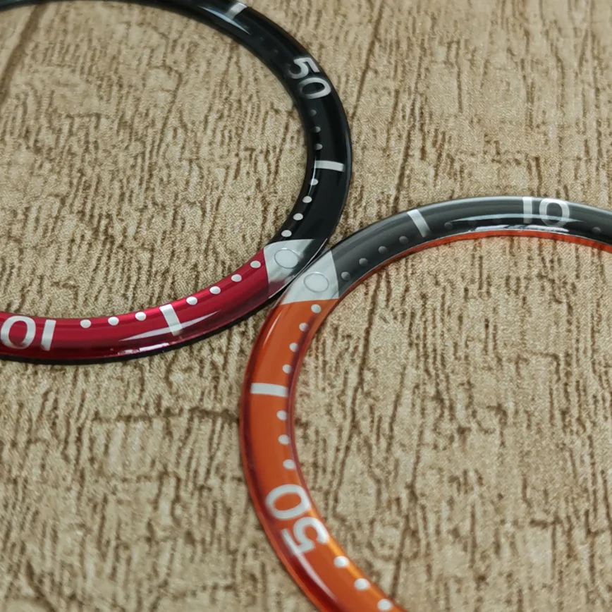 38MM Watch Bezel Insert Rounded Edge Curved Rubber Aluminum Bezel Mouth Outer Diameter 38MM Inner Diameter 31.3MM