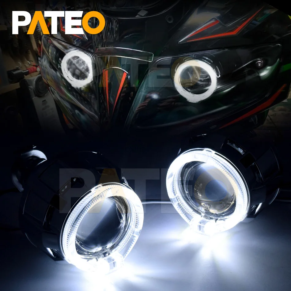 

2 дюйма микро Светодиодные глаза ангела DRL H1 H4 H7 HID Биксеноновые линзы для фар проектор кольцо гало автомобильные мотоциклетные лампы Комплект для повторной стайлинга