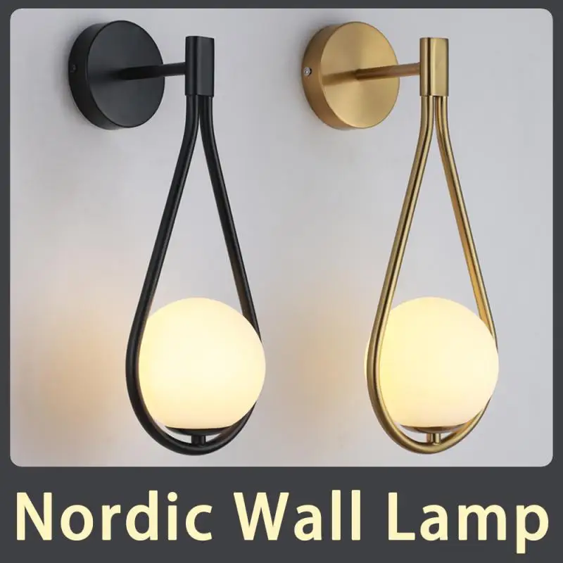 

Nordic Personality Creative Living Room Metal Wall Lamp Fashion Modern Minimalist Model Bedside Glass Wall Lamp Bedroom