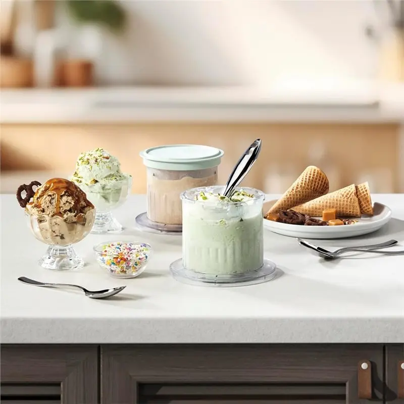 Фото B26B Набор из 2-х стаканов для приготовления мороженого с крышками для Cuisinart Fastfreeze Ice Cream ICE-FD50 для домашнего мороженого №3