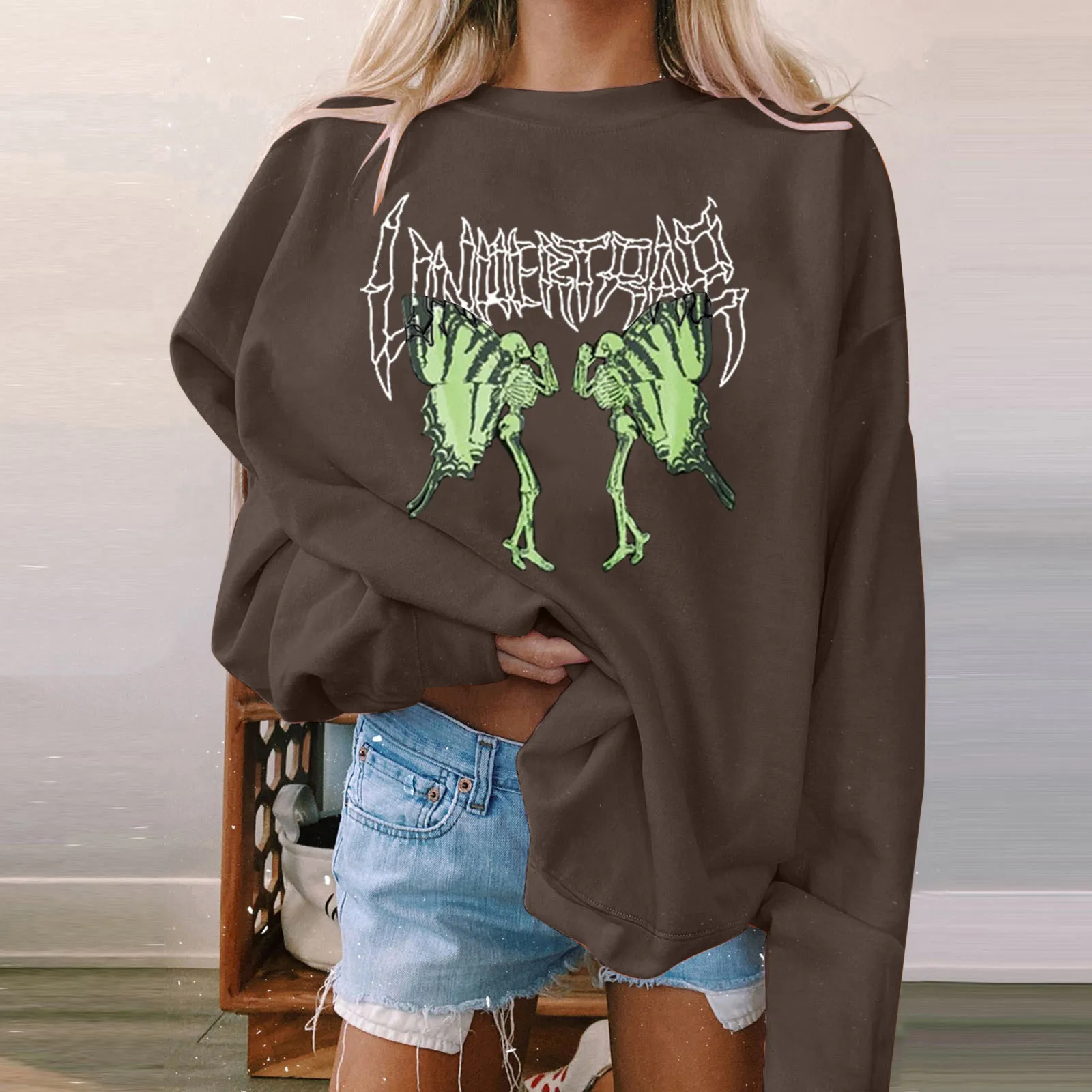 

Fashion Sweatshirt For Womens Casual Print O Neck Loose Sweatshirt Round Neck Fit Casual Short Sleeve Top Hoodies Women Athletic