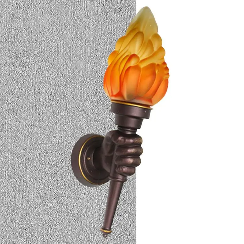 

Wall Torch Lamp Classical Hand Torch Light Creative Wall Lamp Wall Sconces With Flame Home Decorative Vintage Art For Bedroom