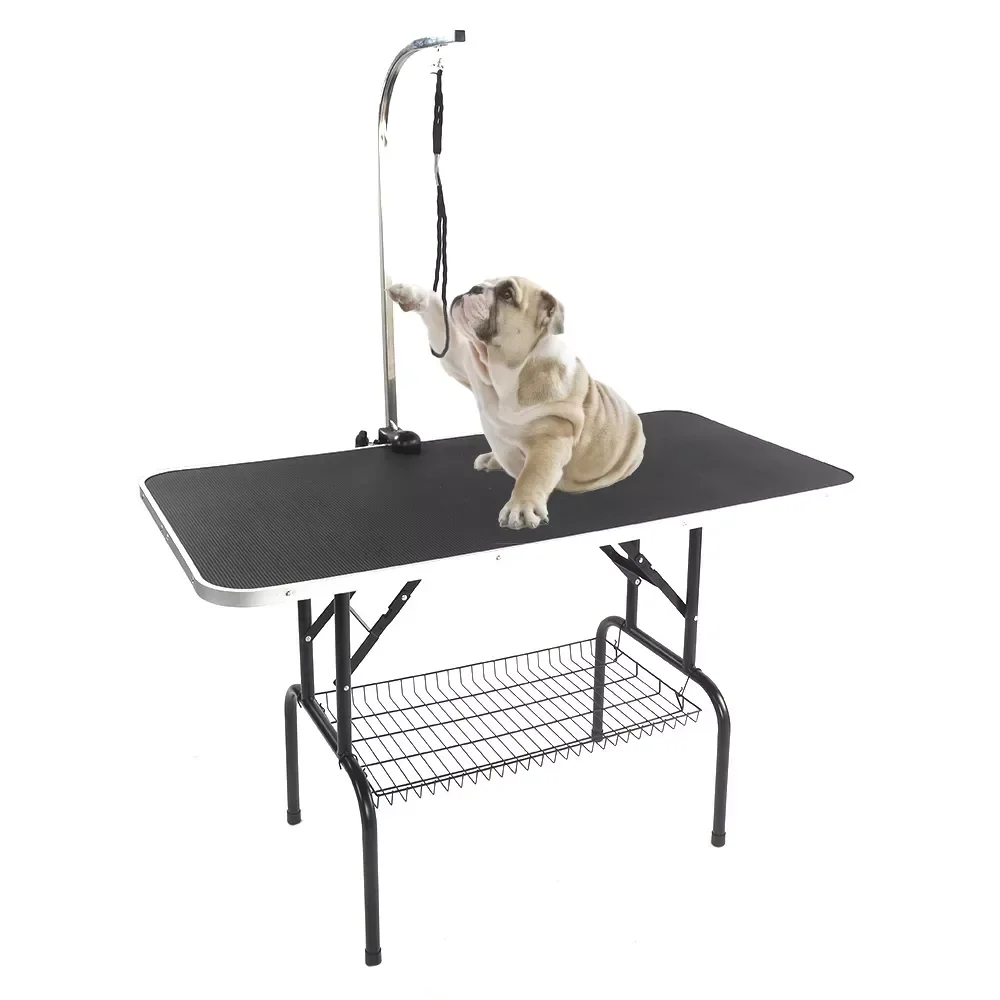 

48" Foldable Stainless Steel Pet Grooming Table for Pet Portable Operating Table Bath Desk with Mesh Tray