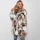 Женское пальто из искусственного меха, зимнее плотное теплое пушистое пальто большого размера с длинным рукавом, женские пальто в стиле Хай-стрит с леопардовым принтом и пушистыми пуговицами