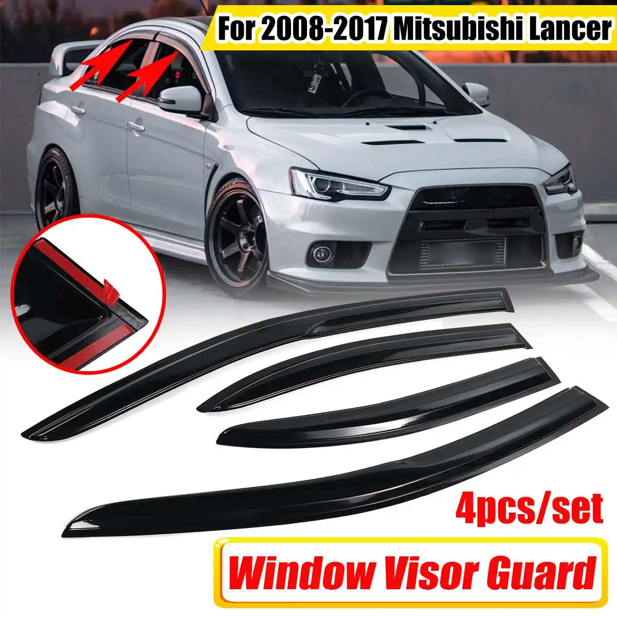 

4 Pcs Car Side Window Visor Rain Guard Vent Cover Trim For Mitsubishi For Lancer 2008-2017 Awnings Shelters Protection Guard