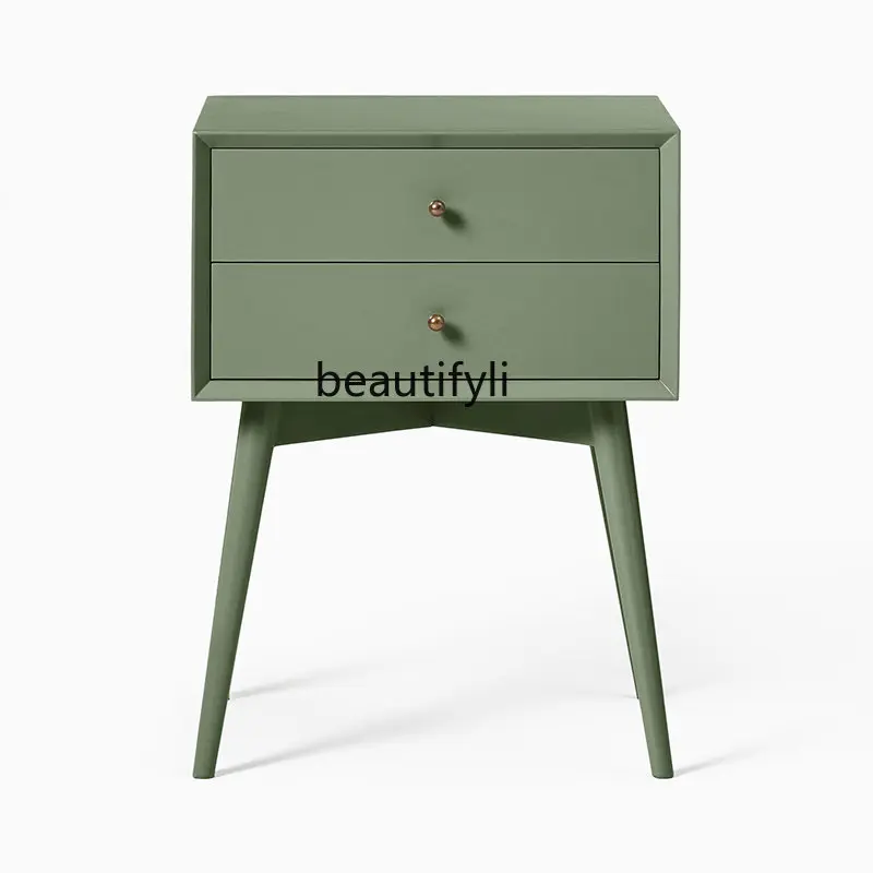 

Современный минималистичный прикроватный столик в нордическом стиле из массива дерева с двумя выдвижными ящиками для спальни, мебель, шкаф