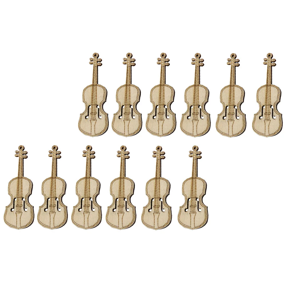 

12Pcs Wood Violin Ornaments Violin Wood DIY Crafts Unfinished Violin Hanging Decoration
