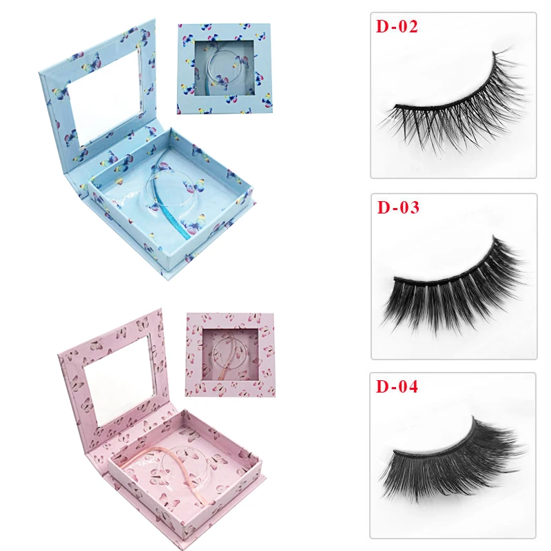 New 3D Natural False Eyelashes Chemical Fiber Eyelashes Makeup Beauty Dramatic Thick and Long Style Lashes Packaging Boxes Set
