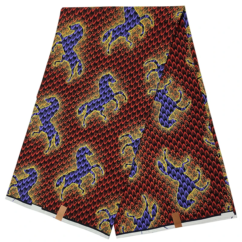 Veritable Wax African Wax Fabric 100% Cotton Material Nigerian Ankara Horse Design Real Prints Batik Dutch Sewing Cloth HS0430